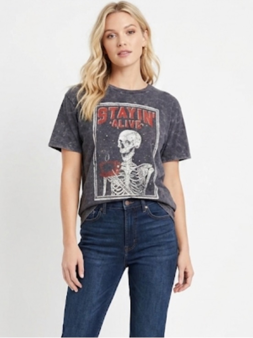Maurice’s graphic vintage style T-shirt staying alive skeleton coffee XLarge